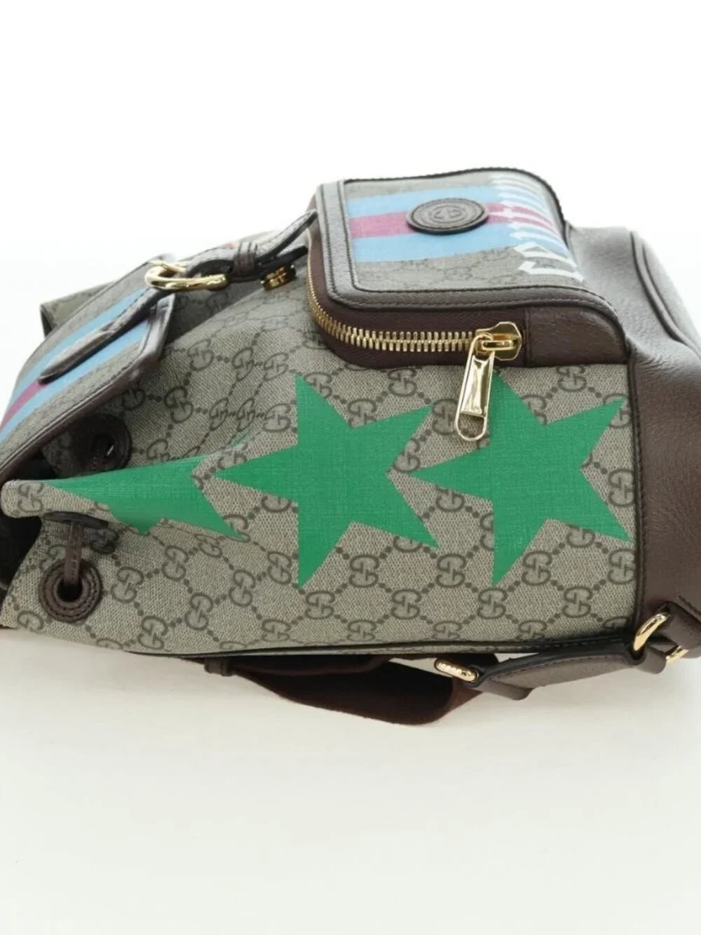 GUCCI GG Supreme Interlocking Backpack PVC Beige Gold 674147 Auth YKZ1279M